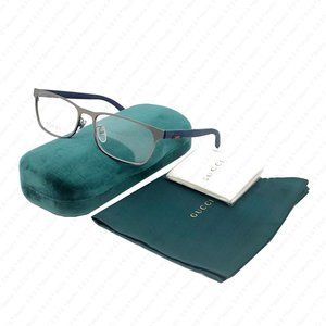 New GUCCI GG0425O 003 56mm Ruthenium Blue Eyeglasses